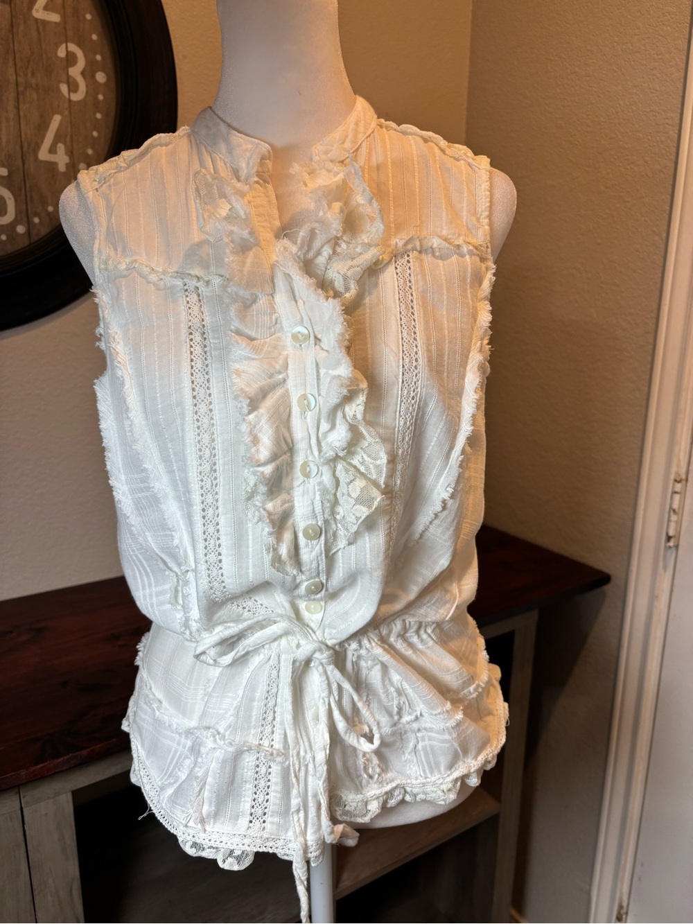 American Rag Ruffle Front Sleeveless Blouse - Picture 2 of 6